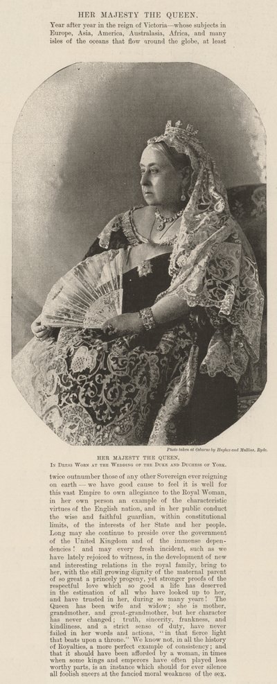Her Majesty the Queen, in Dress worn at the Wedding of the Duke and Duchess of York by English Photographer