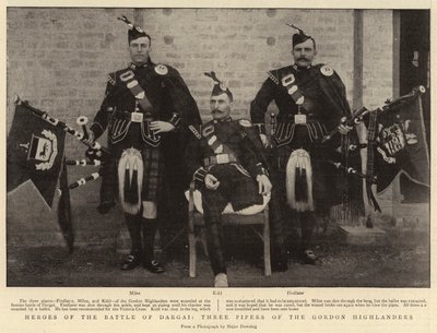 Heroes of the Battle of Dargai, Three Pipers of the Gordon Highlanders by English Photographer