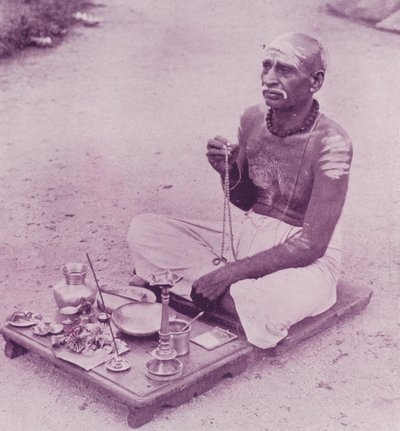 Hindu Priest at his Devotions by English Photographer