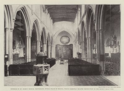 Interior of St Giles Church, Cripplegate, Burial-Place of Milton, Which Narrowly Escaped Destruction in the Recent Great Fire by English Photographer
