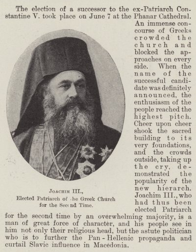 Joachim III, elected Patriarch of the Greek Church for the Second Time by English Photographer