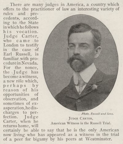 Judge Carter, American Witness in the Russell Trial by English Photographer