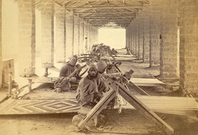 Karachi Jail Weavers. 1873 by English Photographer