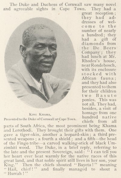 King Khama Presented to the Duke of Cornwall at Cape Town by English Photographer