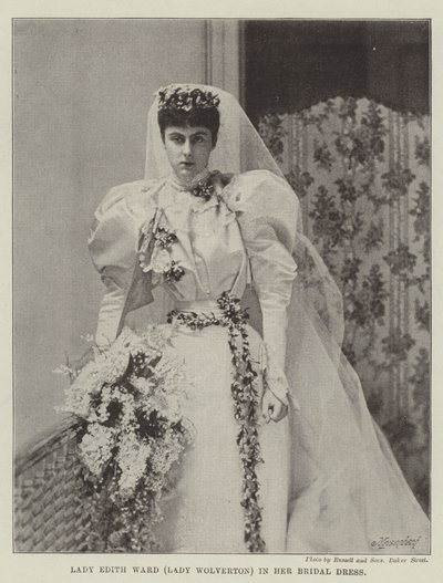 Lady Edith Ward (Lady Wolverton) in her Bridal Dress by English Photographer