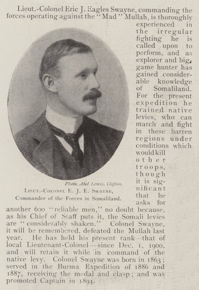 Lieutenant-Colonel E J E Swayne, Commander of the Forces in Somaliland by English Photographer