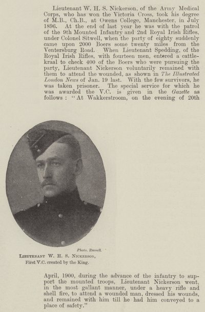 Lieutenant W H S Nickerson, First VC created by the King by English Photographer