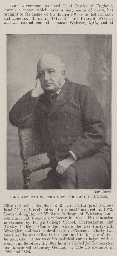 Lord Alverstone, the New Lord Chief Justice by English Photographer