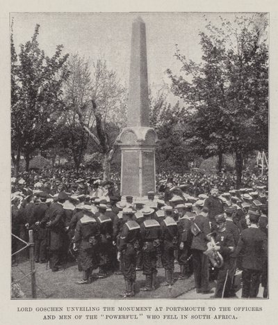 Lord Goschen unveiling the Monument at Portsmouth to the Officers and Men of the Powerful who fell in South Africa by English Photographer