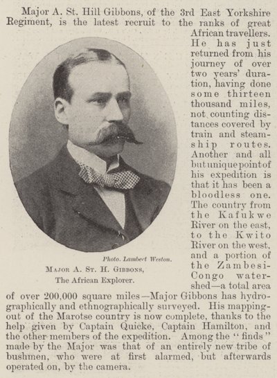 Major A St H Gibbons, the African Explorer by English Photographer