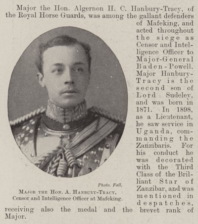 Major the Honourable A Hanbury-Tracy, Censor and Intelligence Officer at Mafeking by English Photographer