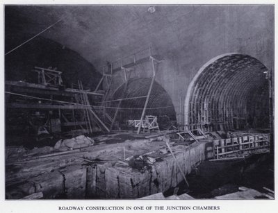 Mersey Tunnel: Roadway Construction in One of the Junction Chambers by English Photographer
