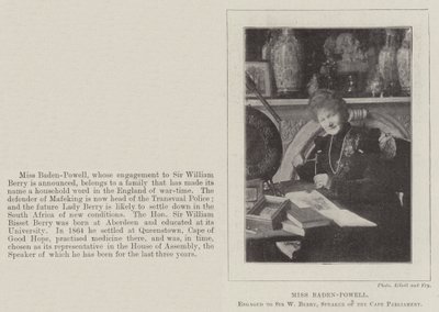 Miss Baden-Powell, engaged to Sir W Berry, Speaker of the Cape Parliament by English Photographer