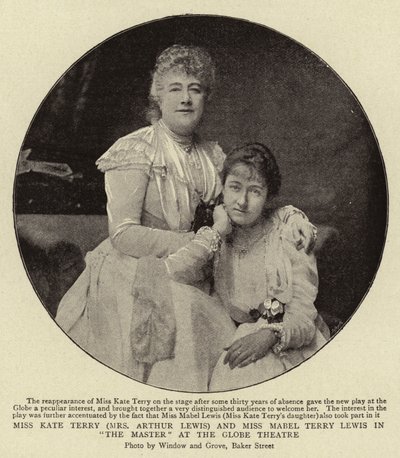 Miss Kate Terry (Mrs Arthur Lewis) and Miss Mabel Terry Lewis in The Master at the Globe Theatre by English Photographer