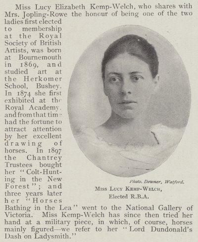 Miss Lucy Kemp-Welch, elected RBA by English Photographer