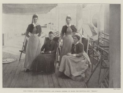 Miss Norman, Lady Superintendent, and Nursing Sisters, on Board the Hospital-Ship Trojan by English Photographer
