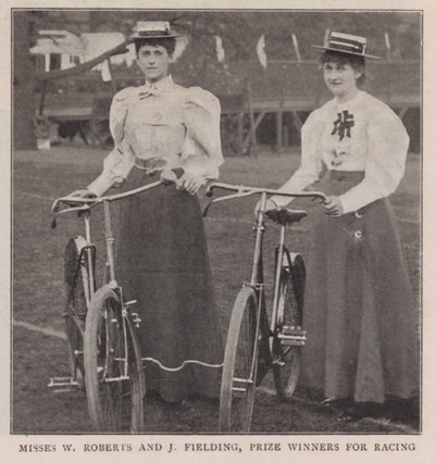 Misses W Roberts and J Fielding, prize winners for racing by English Photographer