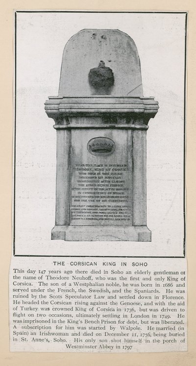 Monument to Theodore, King of Corsica by English Photographer