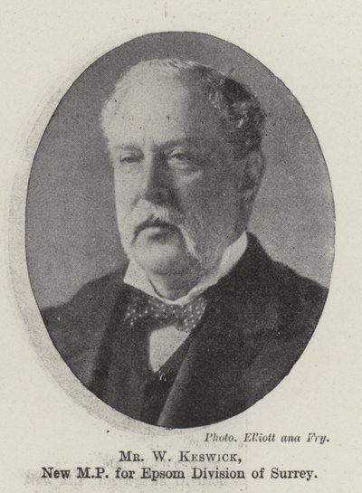 Mr W Keswick, New MP for Epsom Division of Surrey by English Photographer