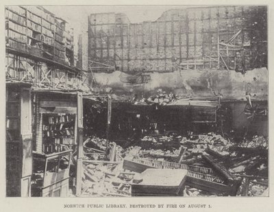 Norwich Public Library, Destroyed by Fire on 1 August by English Photographer