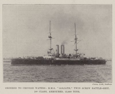Ordered to Chinese Waters, HMS Goliath, Twin Screw Battle-Ship, 1st Class, Armoured, 12,950 Tons by English Photographer