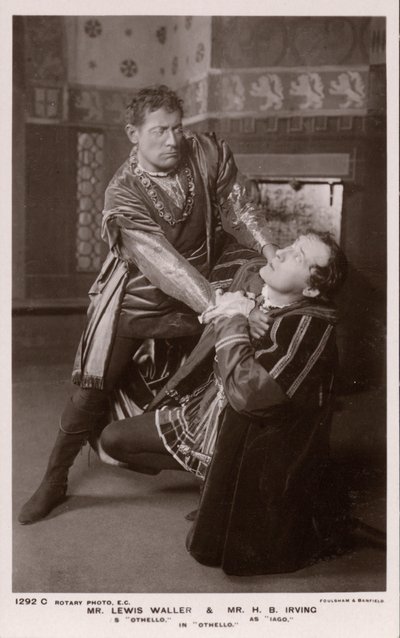 Othello throttling Iago, Lewis Waller and H B Irving by English Photographer
