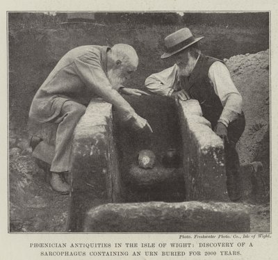Phoenician Antiquities in the Isle of Wight, Discovery of a Sarcophagus containing an Urn buried for 2000 Years by English Photographer