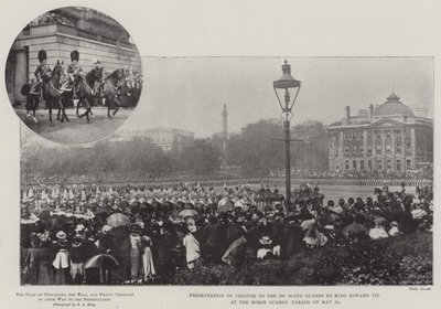 Presentation of Colours to the 3rd Scots Guards by King Edward VII at the Horse Guards Parade on 24 May by English Photographer