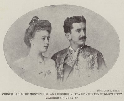 Prince Danilo of Montenegro and Duchess Jutta of Mecklenburg-Strelitz Married on 27 July by English Photographer