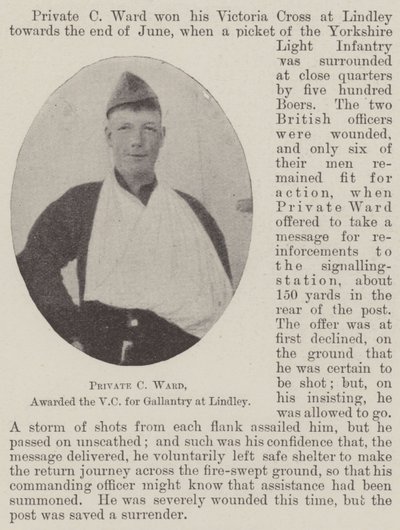 Private C Ward, awarded the VC for gallantry at Lindley by English Photographer