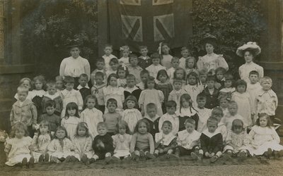 Pupils Sitting in a Group as They Pose for a Portrait by English Photographer