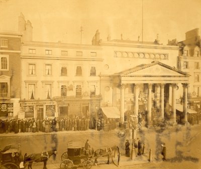 Queuing at the Haymarket in 1895 for the first night of Trilby starring Tree by English Photographer
