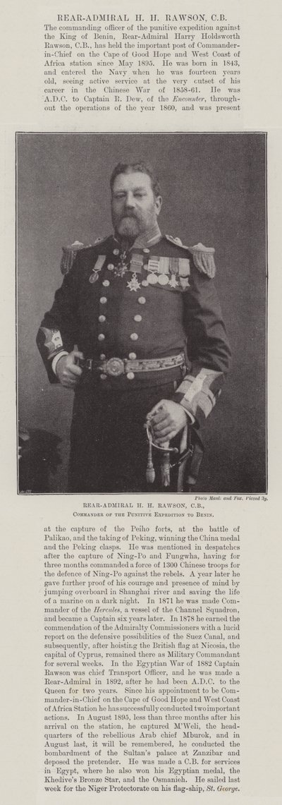 Rear-Admiral H M Rawson, CB, Commander of the Punitive Expedition to Benin by English Photographer