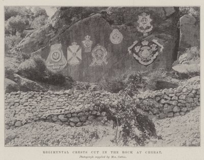 Regimental Crests cut in the Rock at Cherat by English Photographer