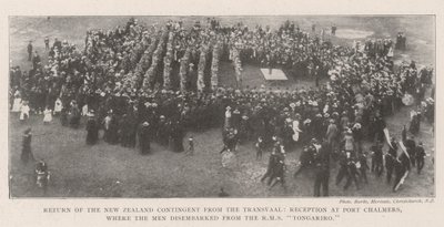 Return of the New Zealand Contingent from the Transvaal, Reception at Port Chalmers, where the Men disembarked from the RMS Tongariro by English Photographer