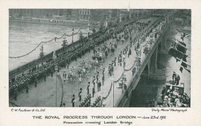 Royal procession crossing London Bridge by English Photographer