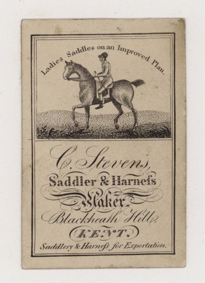 Saddler and Harness Maker, C Stevens, Trade Card by English Photographer