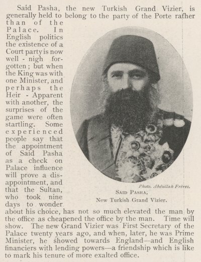 Said Pasha, New Turkish Grand Vizier by English Photographer
