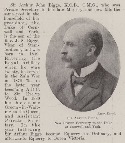 Sir Arthur Bigge, New Private Secretary to the Duke of Cornwall and York by English Photographer