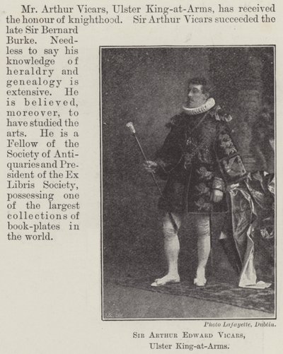 Sir Arthur Edward Vicars, Ulster King-at-Arms by English Photographer