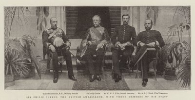 Sir Philip Currie, the British Ambassador, with Three Members of his Staff by English Photographer