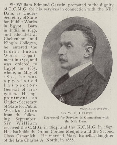 Sir W E Garstin, decorated for Services in Connection with the Nile Dam by English Photographer