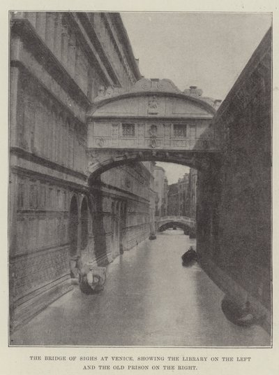 The Bridge of Sighs at Venice, Showing the Library on the Left and the Old Prison on the Right by English Photographer