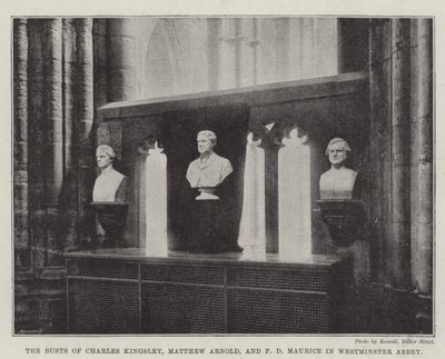 The Busts of Charles Kingsley, Matthew Arnold, and F. D. Maurice in Westminster Abbey by English Photographer