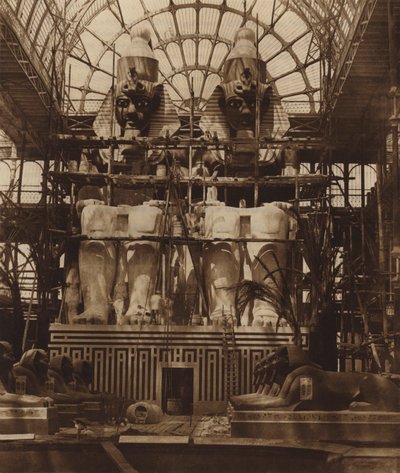 The Colossi of Aboo Simbel in Process of Painting by English Photographer
