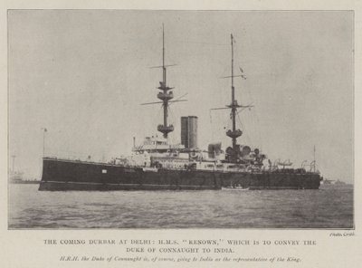 The Coming Durbar at Delhi, HMS Renown, which is to convey the Duke of Connaught to India by English Photographer