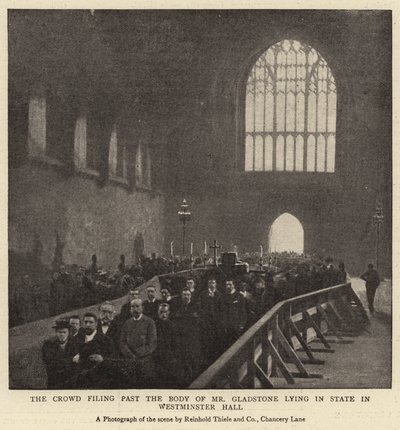 The Crowd Filing Past the Body of Mr Gladstone Lying in State in Westminster Hall by English Photographer