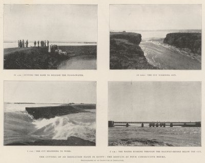 The Cutting of an Irrigation Basin in Egypt, the Results at Four Consecutive Hours by English Photographer