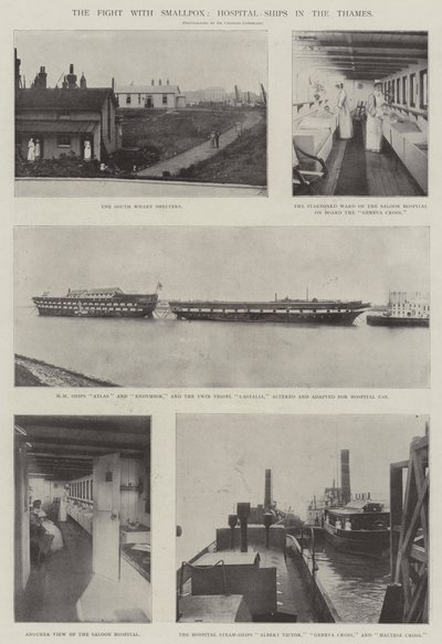 The Fight with Smallpox, Hospital-Ships in the Thames by English Photographer