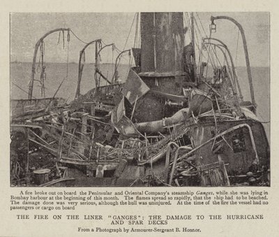 The Fire on the Liner Ganges, the Damage to the Hurricane and Spar Decks by English Photographer